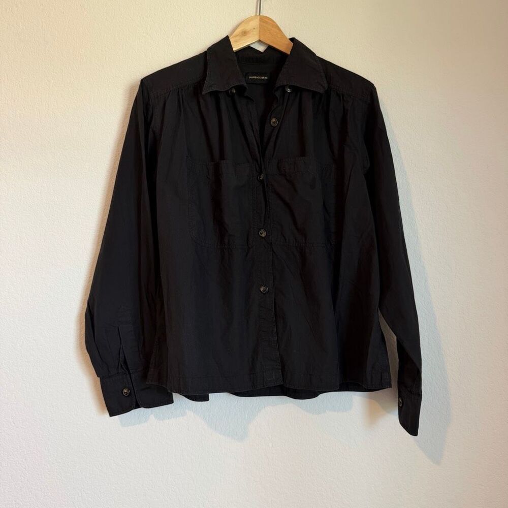 Laurence Bras Black Cotton Long Sleeve Button Down Shirt Women's Size 1 Small